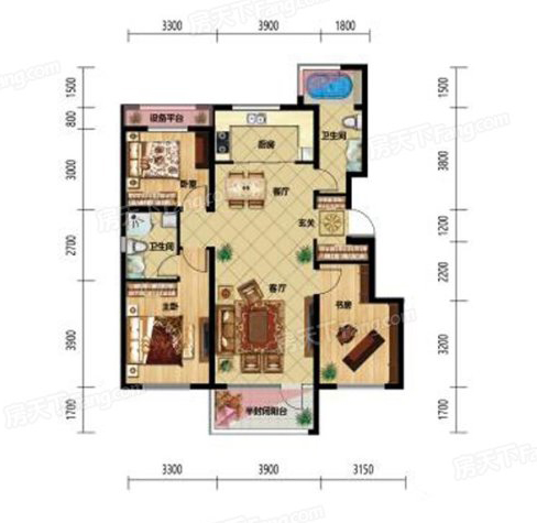 富禹•依云温泉小镇118㎡户型图