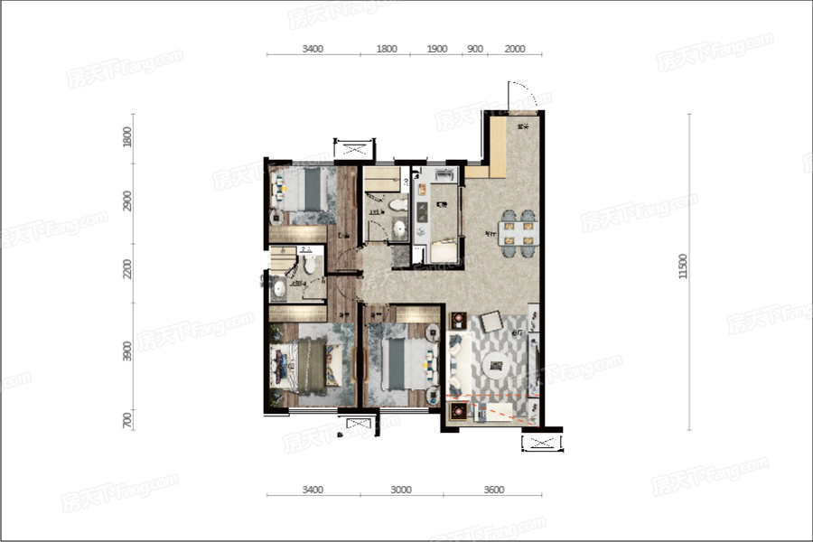 中海和平之门GHOUSE天际118㎡户型图