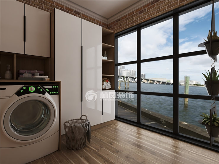 现代风格洗衣机放阳台设计装修效果图