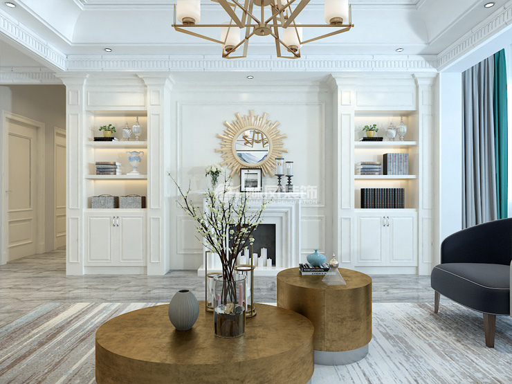 欧式风格客厅木纹砖设计装修效果图