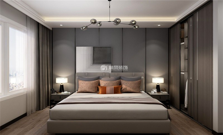 现代风格卧室床头背景墙装修效果图