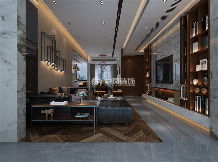 新中式风格客厅灯带设计装修效果图