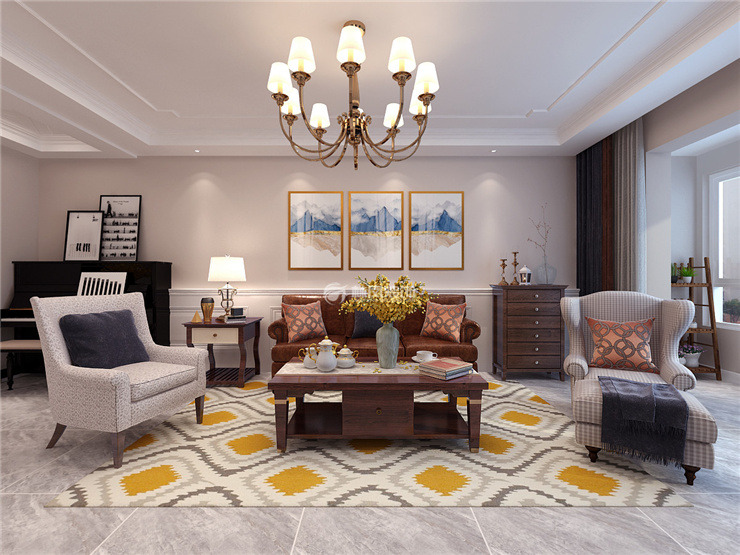 美式风格客厅沙发搭配装修效果图