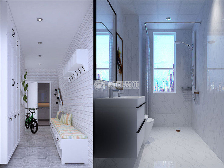 沈阳客厅-140平-现代风格-次卫生间-进门过廊.jpg