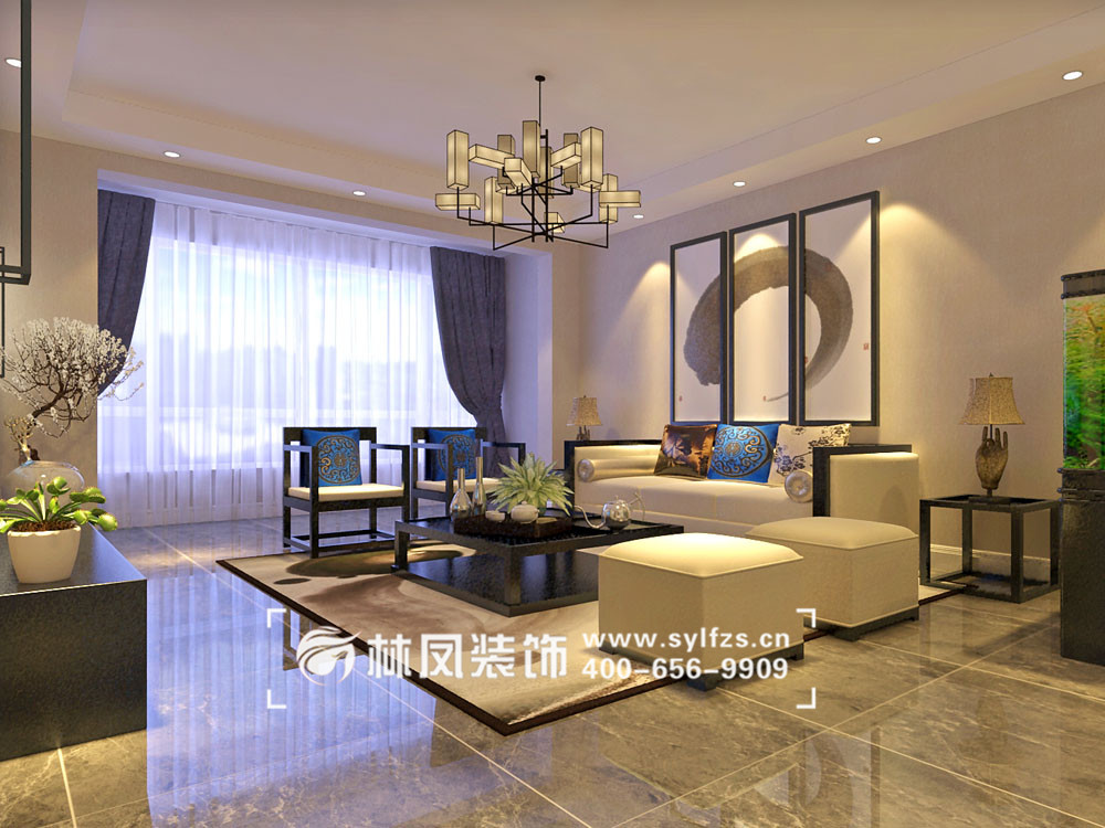 坤泰新界-150平-新中式风格-客厅4.jpg