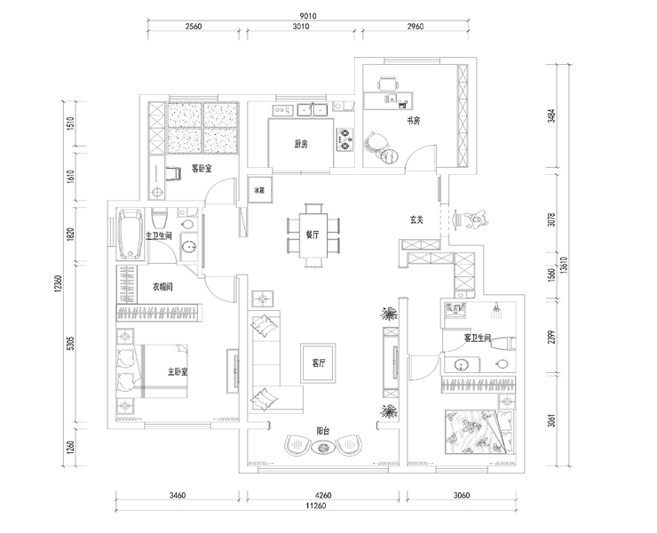 保利茉莉公馆-134平-现代风格-平面图.jpg