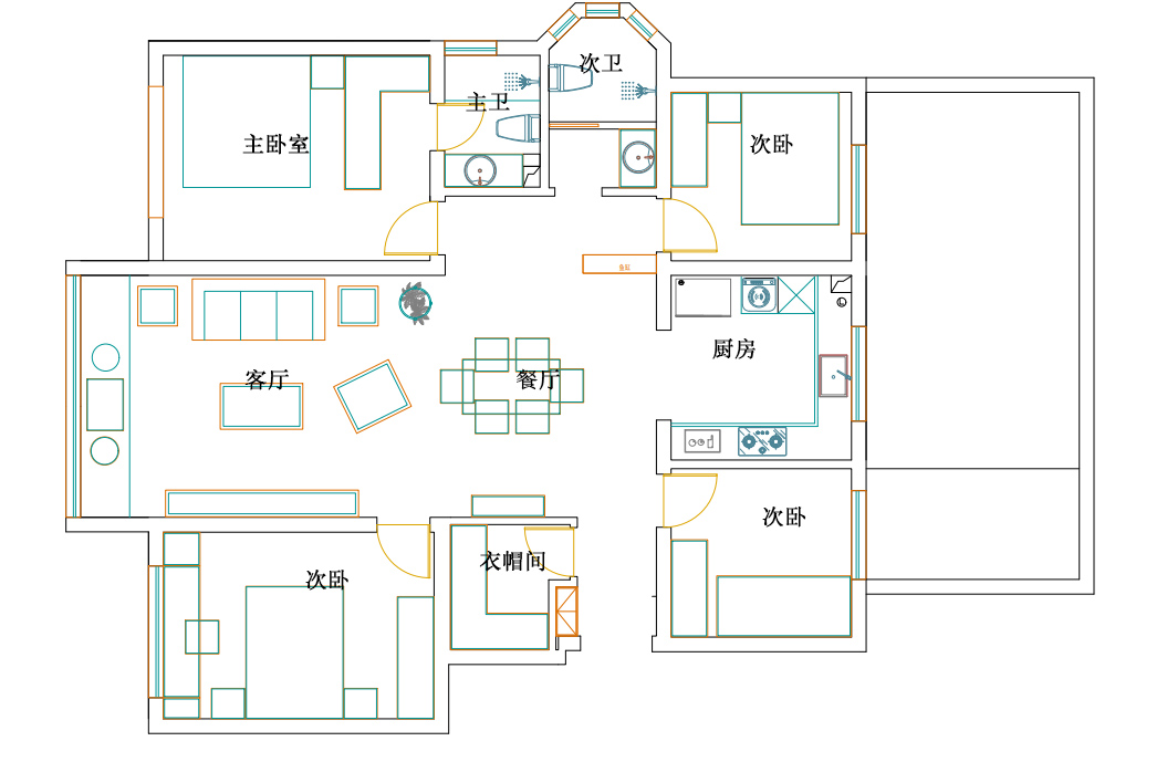 金地铁西檀府-135平-新中式风格-平面图.jpg