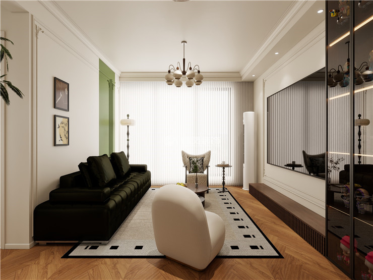 华沃滨河湾-150平-轻法复古奶油风格-客厅.jpg